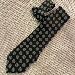 Giorgio Armani Black and Gray Polka Dot Tie